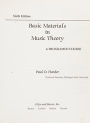 Cover of: Basic materials in music theory