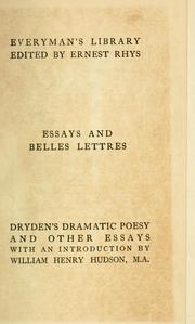 Cover of: Dramatic essays