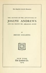 Cover of: The History of the Adventures of Joseph Andrews