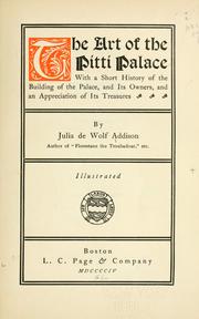 Cover of: The art of the Pitti Palace