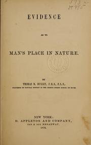 Cover of: Evidence as to man's place in nature