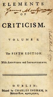 Cover of: Elements of criticism