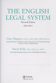 Cover of: The English legal system