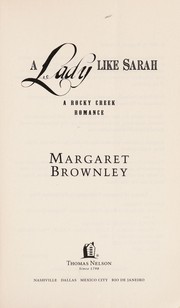 Cover of: A lady like Sarah