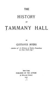 Cover of: The history of Tammany Hall