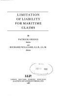 Cover of: Limitation of liability for maritime claims