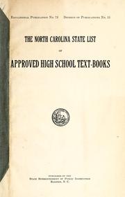 Cover of: The North Carolina state list of approved high school text-books for county adoptions, 1929-1934