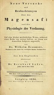 Cover of: Neue Versuche und Beobachtungen über den Magensaft und die Physiologie der Verdauung