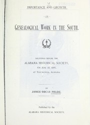 Cover of: Importance and growth of genealogical work in the South