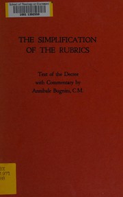 Cover of: The simplification of the rubrics