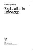Cover of: Explanation in phonology