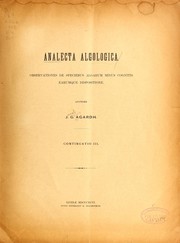 Cover of: Analecta algologica