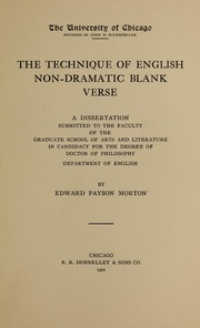 Cover of: The technique of English non-dramatic blank verse