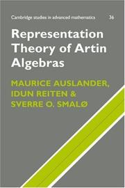 Cover of: Representation theory of Artin algebras