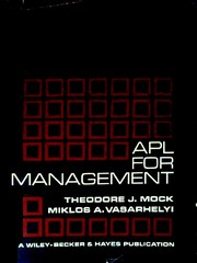 Cover of: APL for management