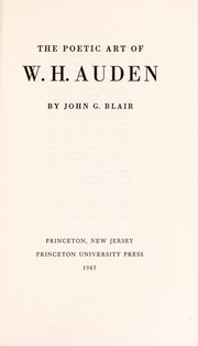 Cover of: The poetic art of W.H. Auden