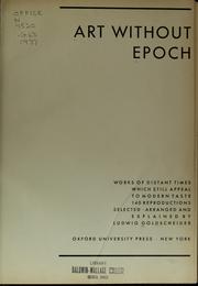 Cover of: Art without epoch