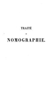 Cover of: Traité de nomographie