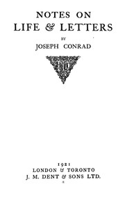 Cover of: Notes On Life And Letters Of Joseph Conrad