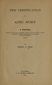 Cover of: The versification of King Horn