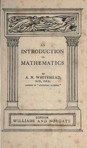 Cover of: An introduction to mathematics