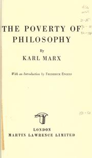 Cover of: Misère de la philosophie. Réponse a la philosophie de la misère de M. Proudhon