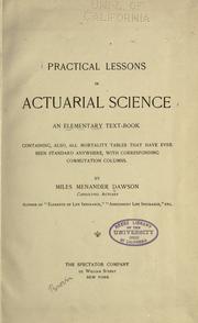 Cover of: Practical lessons in actuarial science