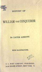 Cover of: History of William the Conqueror