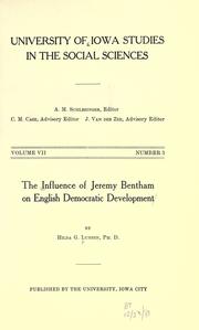Cover of: The influence of Jeremy Bentham on English democratic development