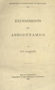 Cover of: Experiments in aerodynamics
