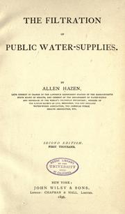 Cover of: The filtration of public water-supplies