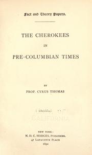 Cover of: The Cherokees in pre-Columbian times