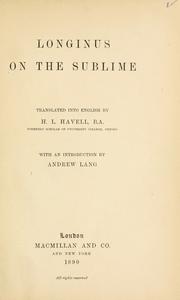 Cover of: On the sublime