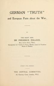 Cover of: German "truth" and European facts about the war