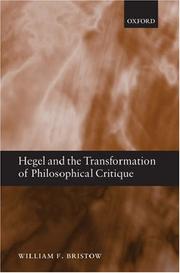 Cover of: Hegel and the Transformation of Philosophical Critique