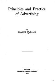 Principles and Practice of Advertising Gerald Bertram Wadsworth