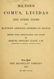 Milton S Comus Lycidas And Other Poems Open Library