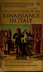 the civilization of the renaissance in italy by jacob burckhardt