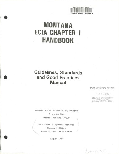 Montana ECIA chapter 1 handbook by Montana. Office of Public Instruction. Dept. of Special Services