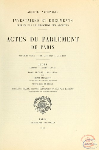 Actes du Parlement de Paris by France. Parlement (Paris)