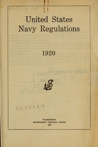 United States navy regulations, 1920 by United States. Navy Dept.