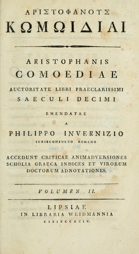 Aristophanis comoediae auctoritate libri praeclarissimi saeculi decimi by Aristophanes