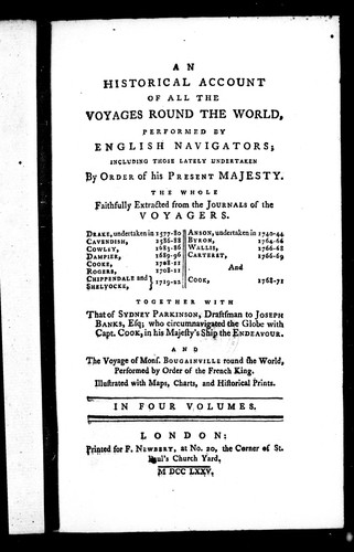 An Historical account of all the voyages round the world, performed by English navigators; including those lately undertaken by order of His Present Majesty by