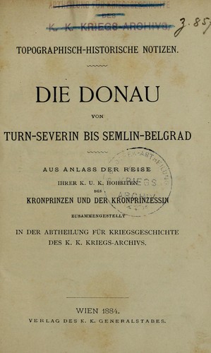 Die Donau von Turn-severin bis Semlin-belgrad by