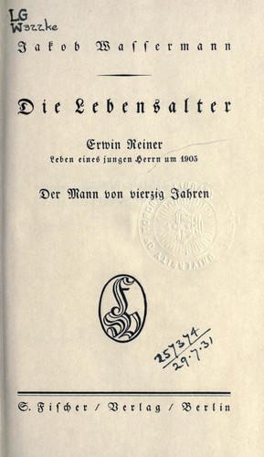 Die Lebensalter by Jakob Wassermann