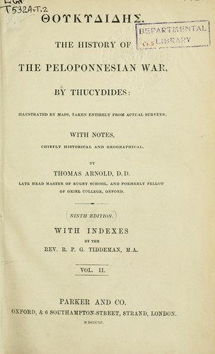 History of the Peloponnesian War by Thucydides