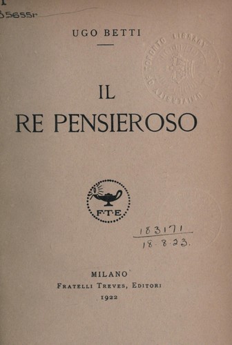 IL re pensieroso by Ugo Betti