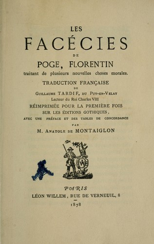Les facécies de Poge, Florentin by Poggio Bracciolini