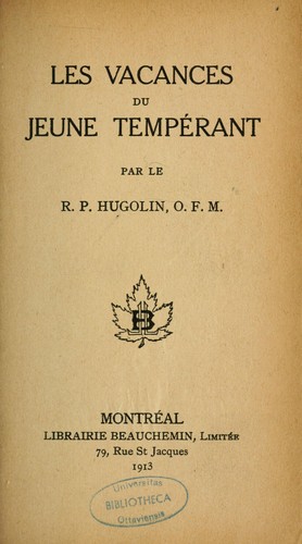 Les vacances du jeune tempérant by Hugolin père