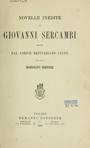 Novelle inedite by Giovanni Sercambi